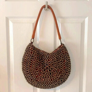 Luna Llena wooden beaded hobo shoulder bag